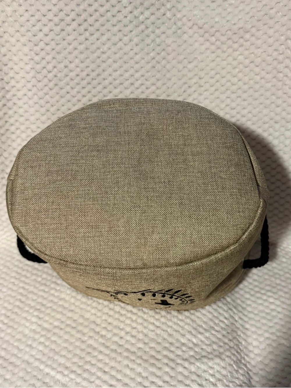 Monogrammed 'W' Burlap Storage Basket - Natural with Black Accents